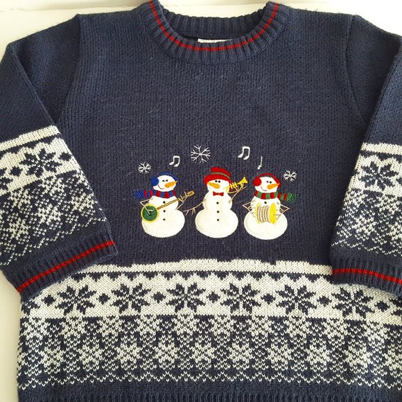 Holiday Sweater Sweater Navy Blue Size 4T 1990's - Picture 3 of 15
